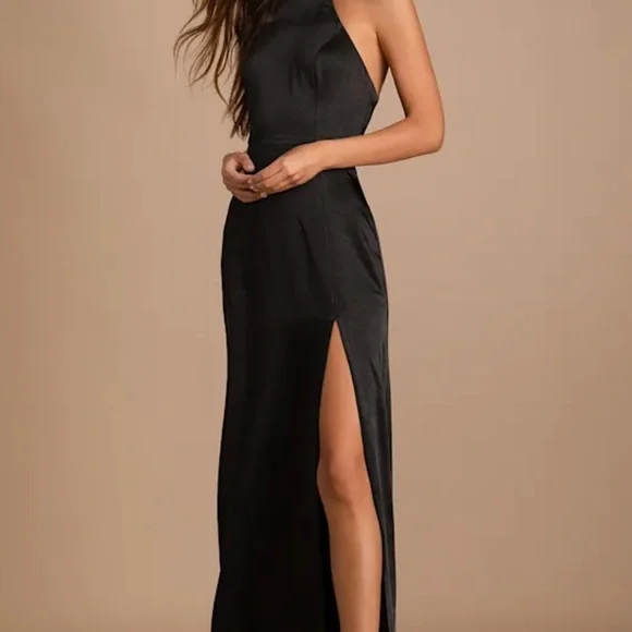 Lulu's Black Halter Maxi Dress - Picture 3 of 6